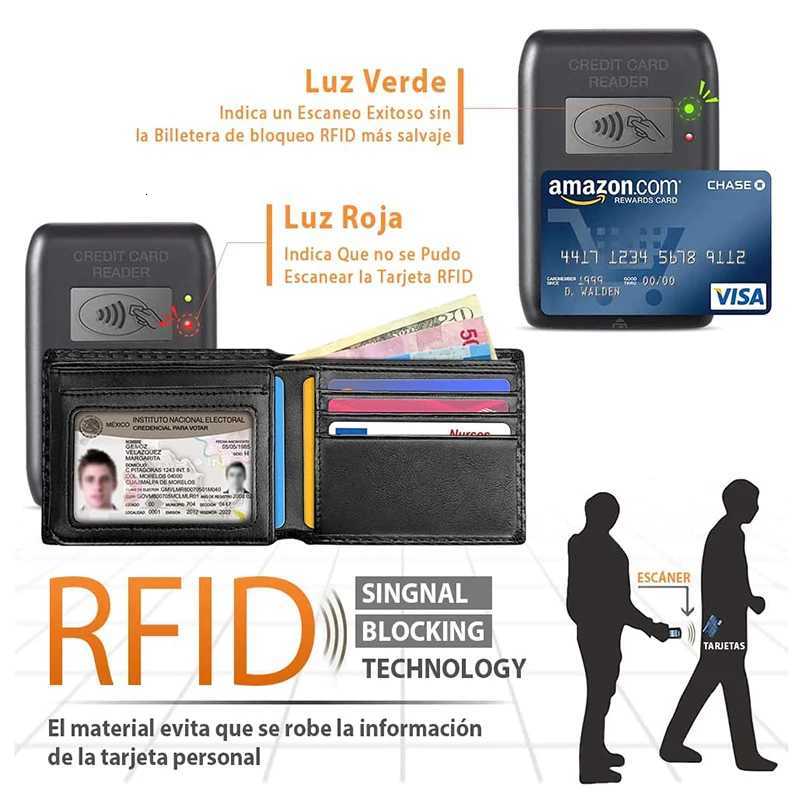 Slim Minimalist TriFold Wallet Carbon Fiber RFID Blocking Mens Wallet With ID Window and 9 Card SlotsW251017
