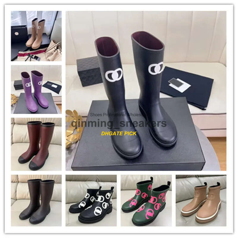 10A Designer Square Toe Women's Rain Boots Thick Sole Ankle Booist Excellent Quality Winter Women Rubber Boot Fashion shoes