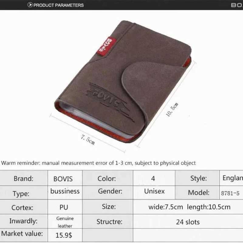 BOVIS Vintage Credit Card Holder Luxury Leather 20 Card Slot Business ID Card Holder Classical style Men Card Wallet RfidW251017