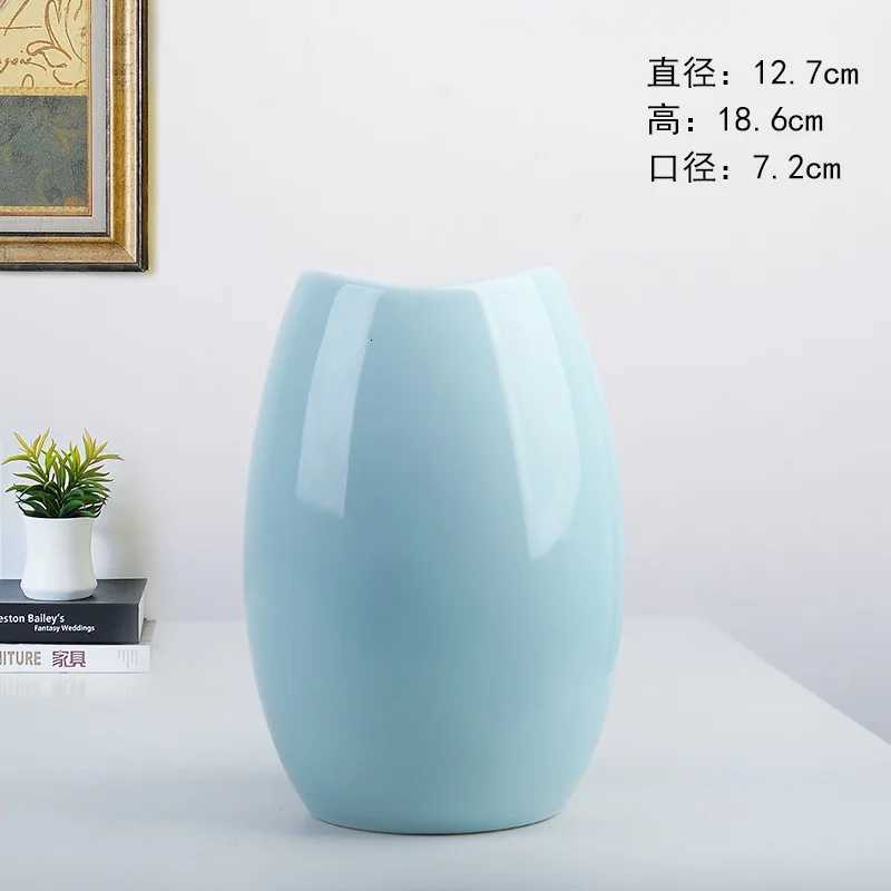 NEW Modern Ceramic Vase Nordic Home Decoration Pure White Cyan Table Vase Dry Flower Arrangement Creative Living Room Decor C251017