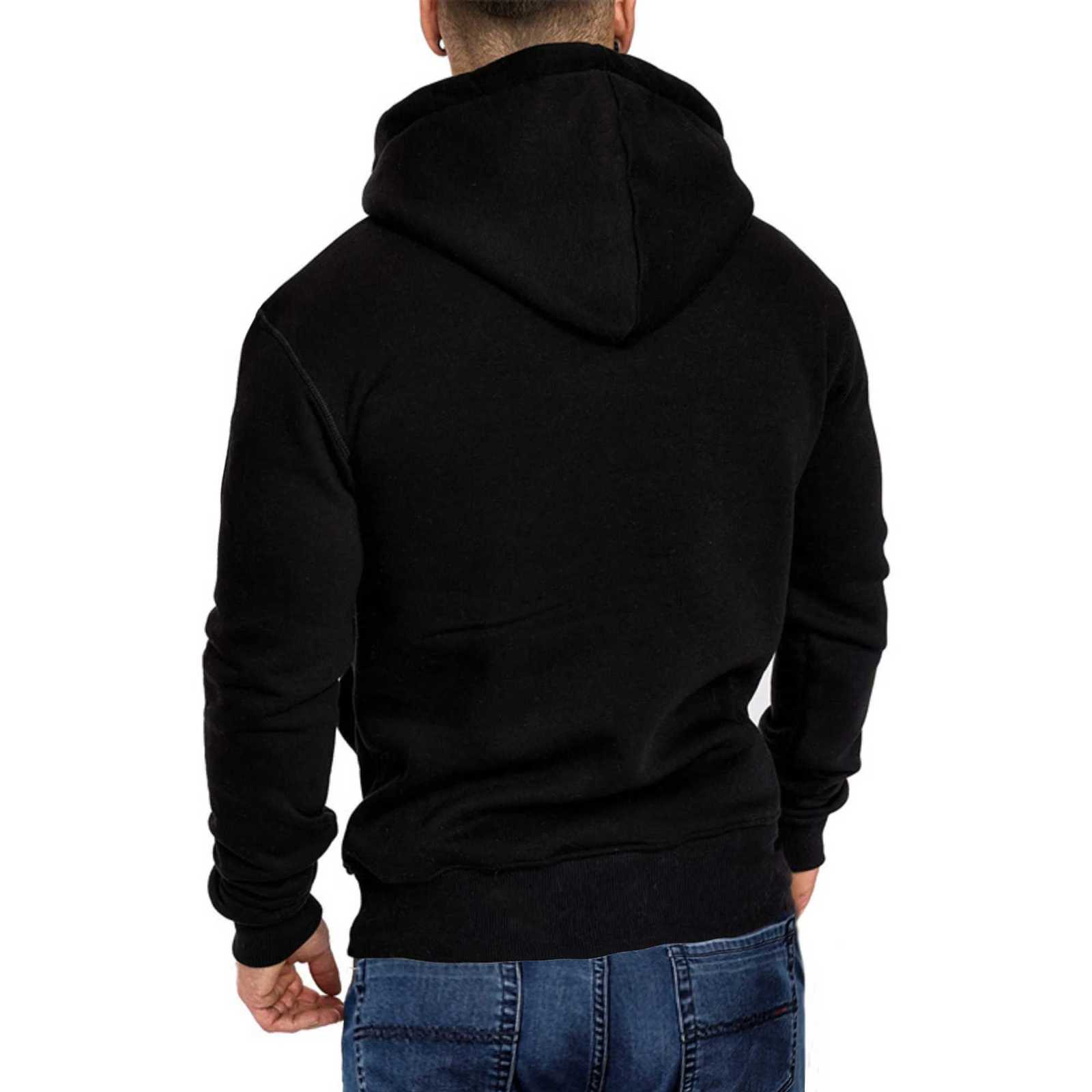 Mens autumn and winter solid color outdoor sports casual hoodie top Z251017