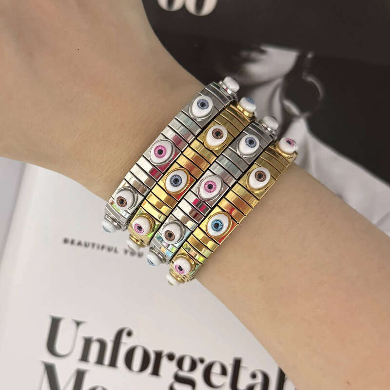 New Colorful Eye Gold-Plated sterling silver Elastic Daily Set Fashion Bracelet Top Design