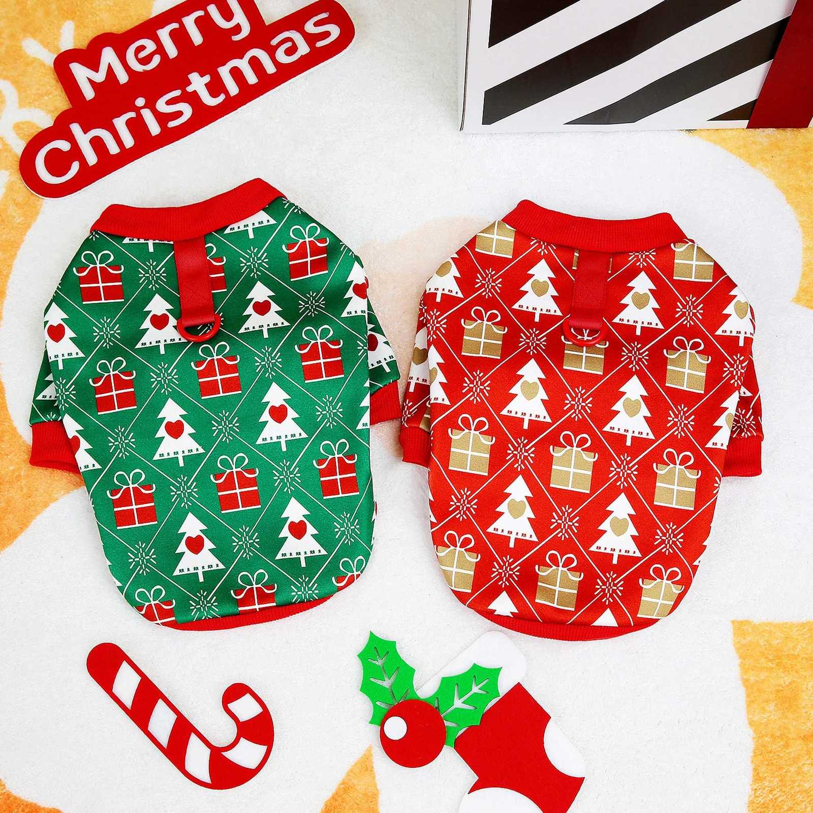 Puppy Dog Christmas Clothes Soft Pet Cat Clothes Tshirt Cute Christmas New Year Pet Clothing Vest For Pug Warm Clothes CostumeW251017