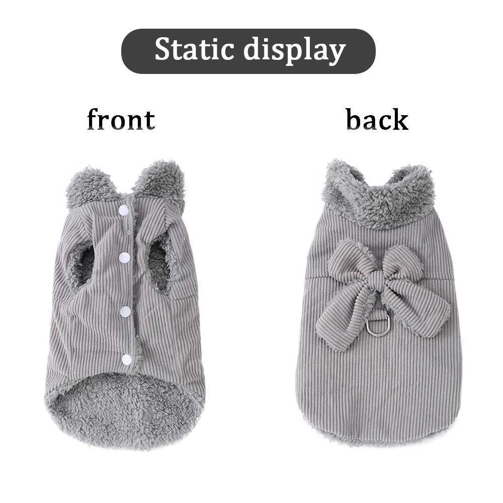 Warm Pet Bow Coat Winter Thicken Fleece Button Clothes For Small Dogs Cats Apparel With Dring Puppy Yorkshire Chihuahua OutfitsW251017
