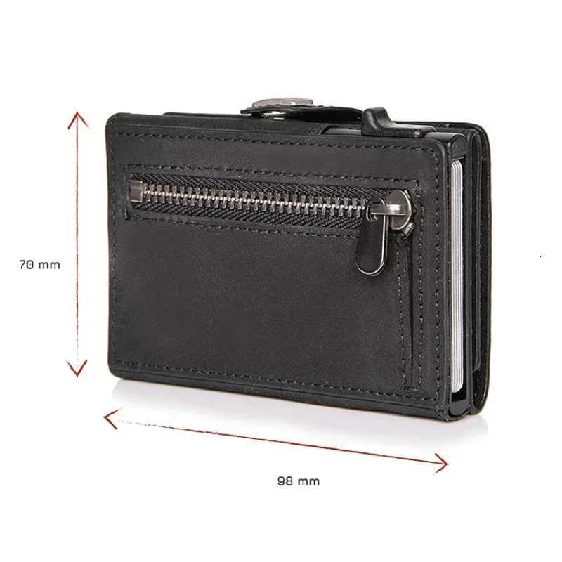 Popup Case HighQuality Card ID Holders Leather Mini Wallet Men RFID Small Purse Brown Black Coffee Carbon FiberW251017