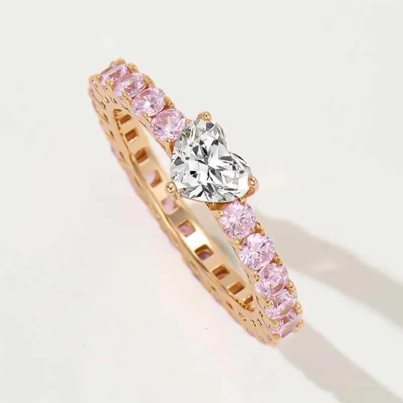 Sweet Love Diamond Ring Womens S925 Silver Gold Plated Powder White Diamond Fashion Commuting Simple Elegant Versatile Sterling Z251017