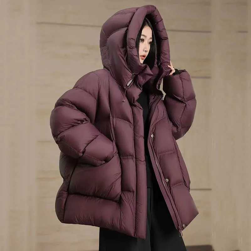 HighEnd Down Jacket Women 2025 Winter Thicken PuffLike Warm Hooded Loose White Duck Down Fashion Women Down jacket H575 W251016