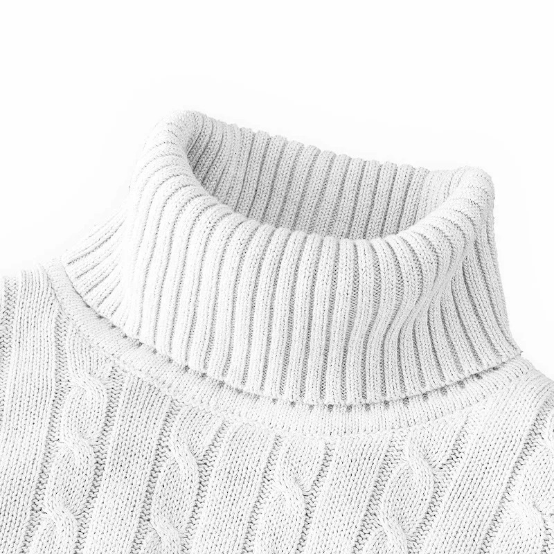 Autumn Mens Long Sleeve Knitted Sweaters Mens Slim Fit Turtleneck Sweater Casual Pullover Sweater Lightweight Ribbed Sweater 251017