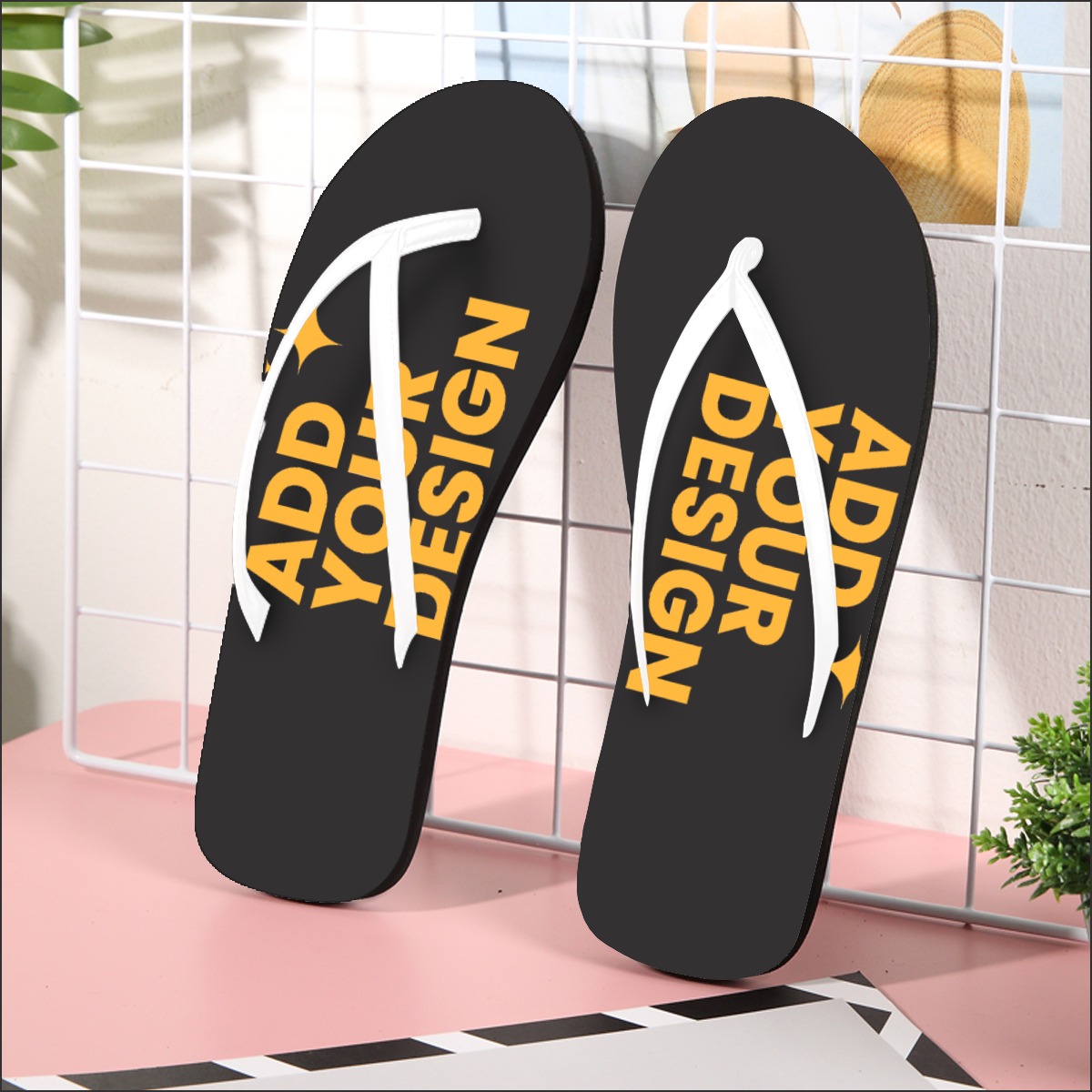 DHgatepod Men's Allover Print Flip Flops | Soft EVA/PVC Sandals | Non-Slip Comfort | All Season Outdoor Indoor Wear