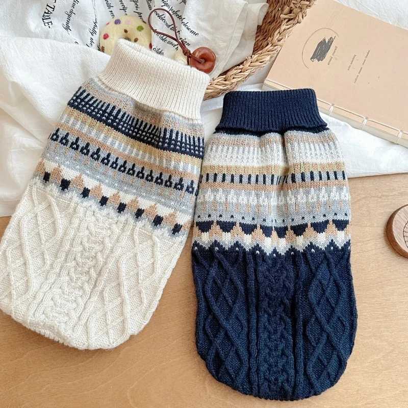 Winter Warm Pet Dog Sweater Fashion Dog Clothes Retro Puppy Knitted Pullovers Cute Striped Cat Sweater Bichon Poodle Pet CostumeW251017