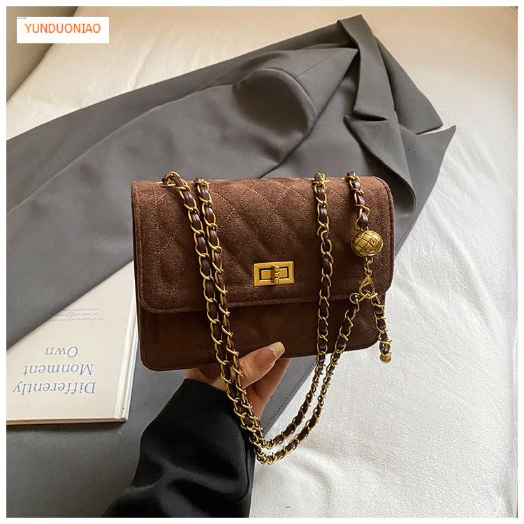Retro style women's shoulder bag autumn and winter new designer bag luxury handbag small square bag quilted chain bag texture commuting crossbody