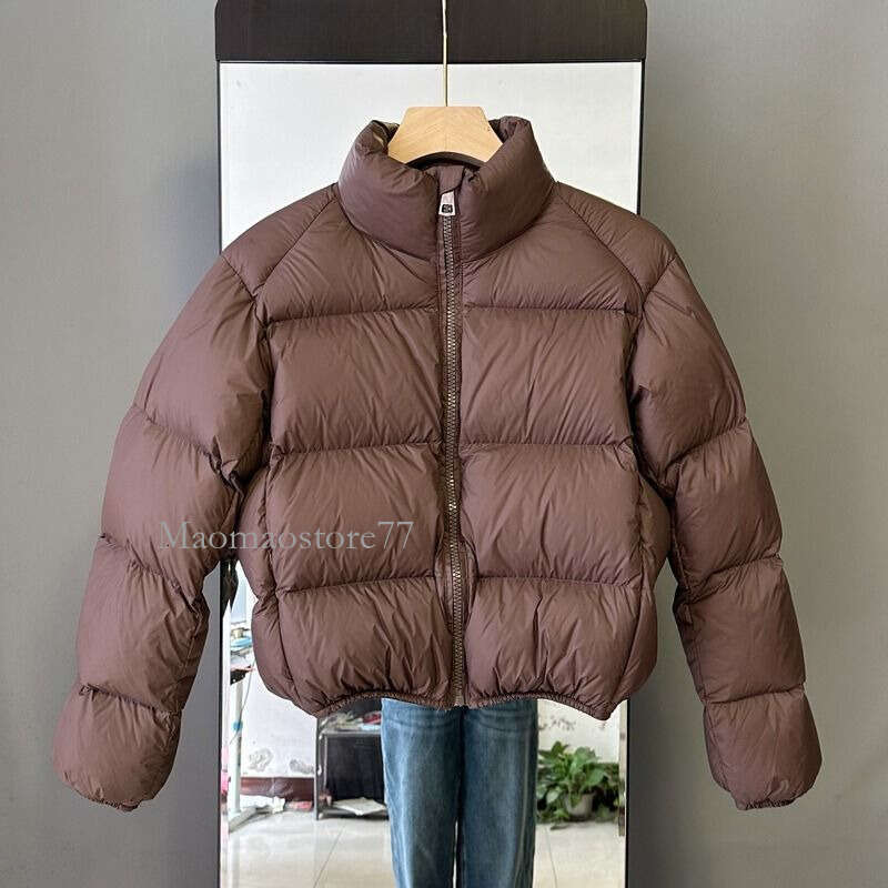 Korean Stand Collar Parkas For Women Black Zipper Up Warm Short Parka Jacket Woman Winter Slim Pockets Long Sleeve Coats Lady