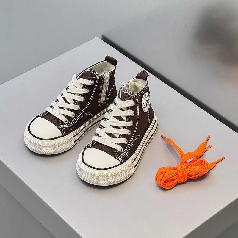Childrens high top canvas shoes 2025 spring new student sports and leisure shoes Korean version small medium and large boys and girls board shoes W251
