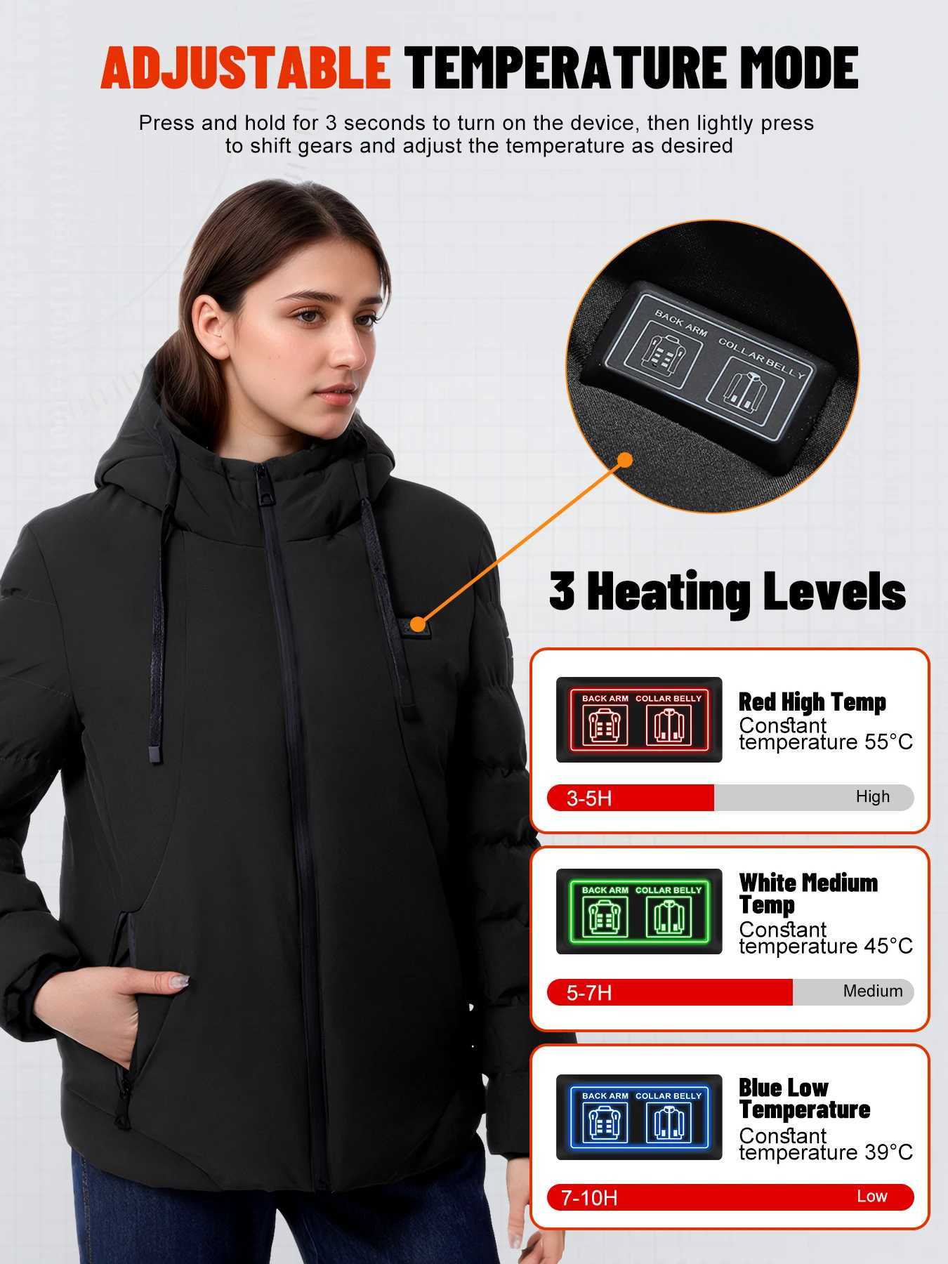 Heated Jacket Winter Heating Motorcycle Jacket USB Electric Heating Jackets Hooded Camping Warm Motorcycle Heated Clothe H251017