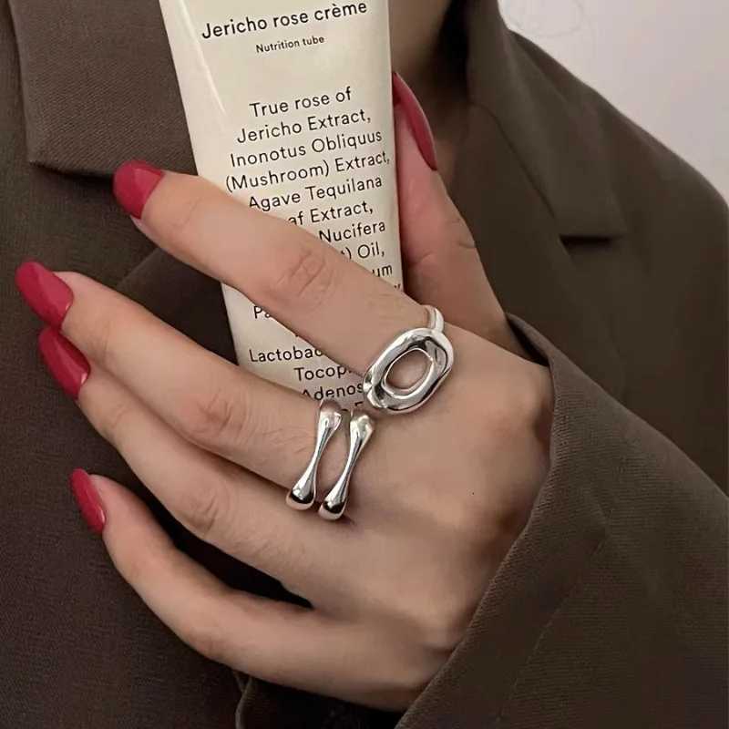 Stainless Steel Simple Hollow Rings for Women Geometric Fashion Smiple Open Handmade Allergy Party Jewelry Gifts 2023 NewW251017