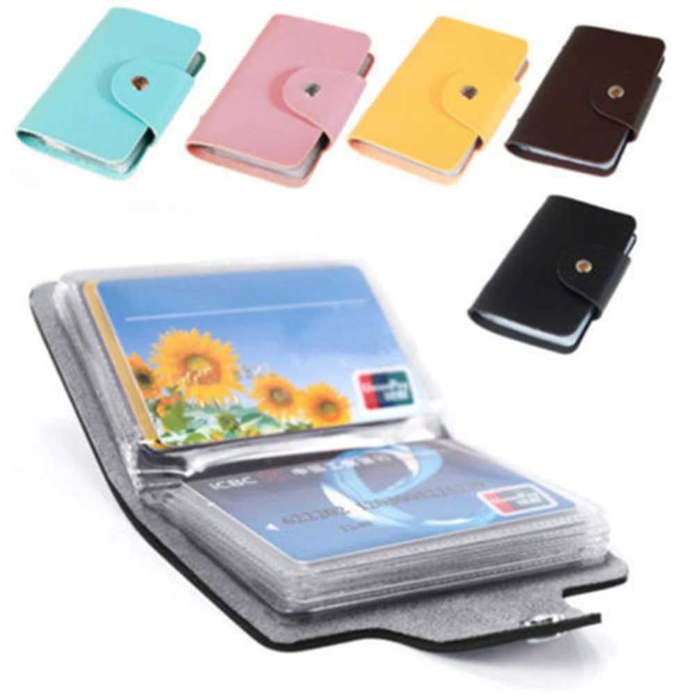 24 Card Slots Double Sided Plastic Card Holder Small Size Multicolor Business Pack Bus Card Bag Women Purses Men WalletW251017