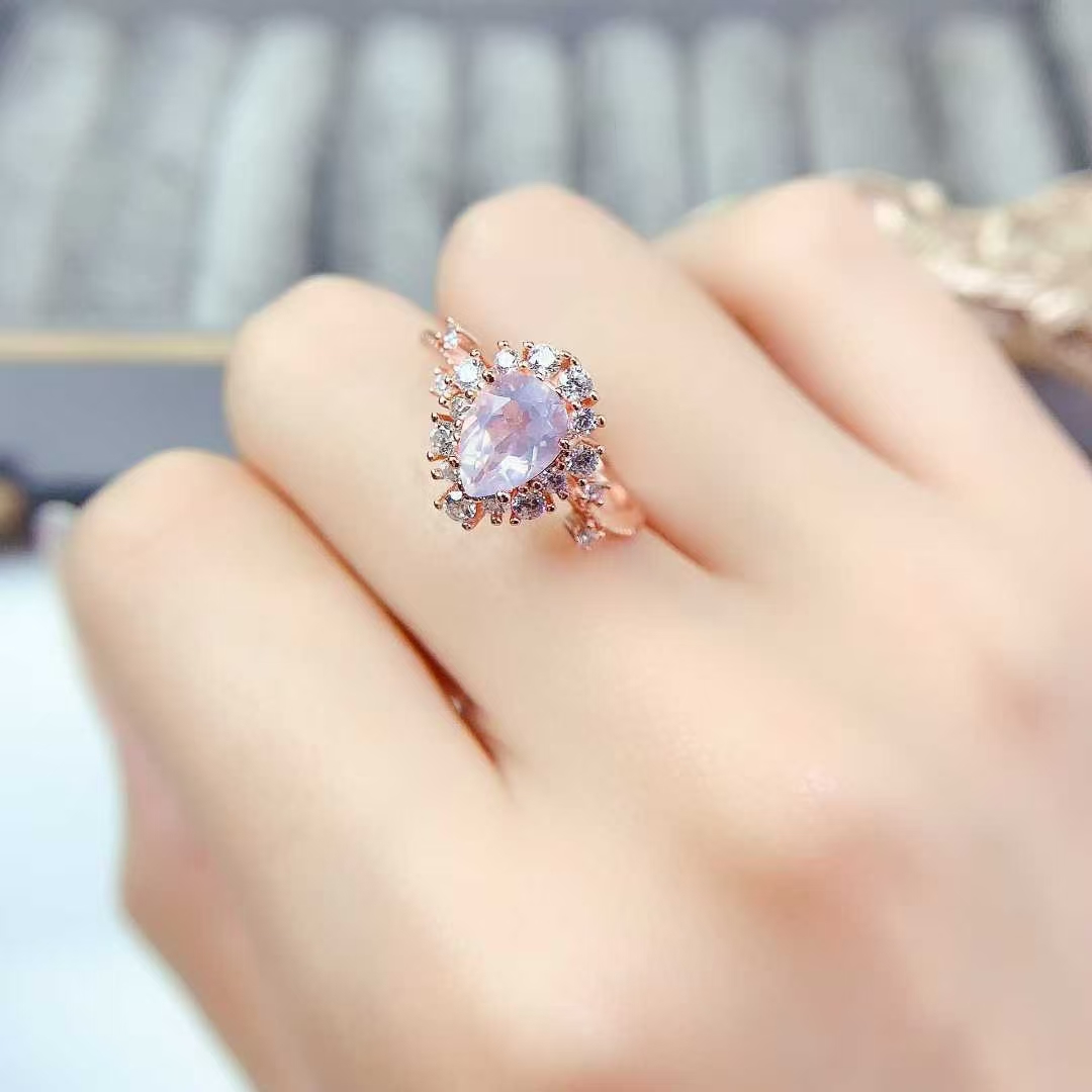 Dazzling 925 silver crystal ring natural amethyst ring 7mm*9mm genuine light purple amethyst jewelry with certificate