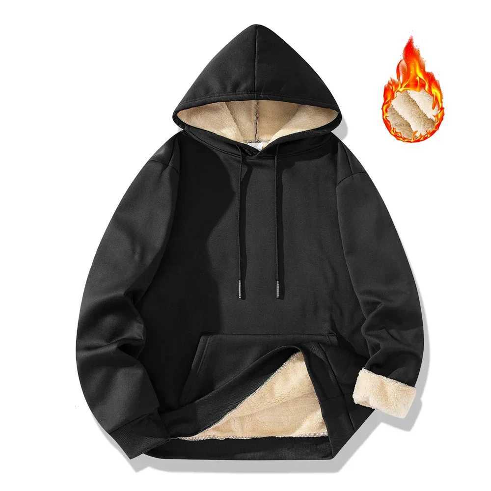 Mens Winter Warm Hoodies Sports Thick Sweatshirts Windproof Thermal Casual Solid Color Loose Long Sleeve Pullover Streetwear Z251017
