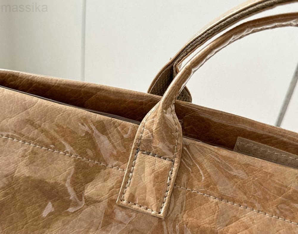 Womens PVC Tote Handbags Shoulder Bag Winter Fall Fashion Kraft Paper Tote Bag Y2K Large Shopping Bag M251017