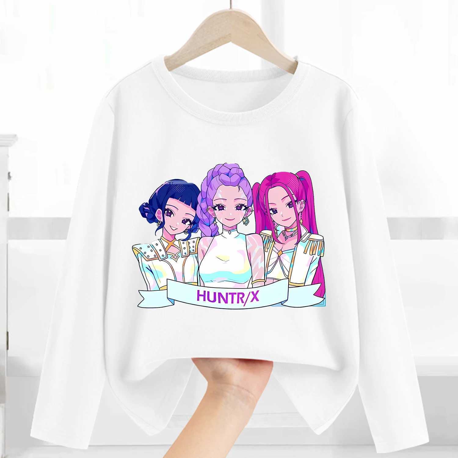 Kpop Demon Hunters Long Sleeve for Children AZ Letter Clothing Kid Casual Caftan White Clothes Round Collar Blouse Gift C251017