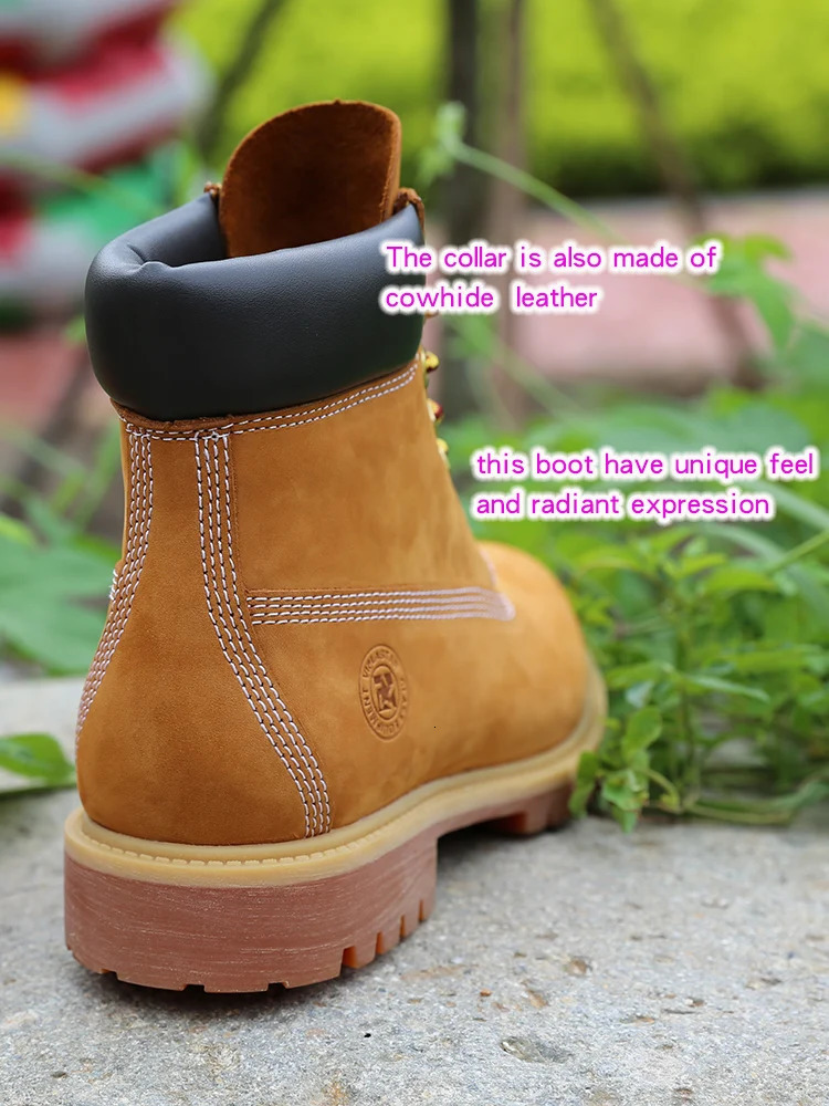 Work Boots Mens Original Comfy Shoes Outdoor Hiking Leather Casual Shoes For Men Basic Boots Waterproof Yellow Boots 251013