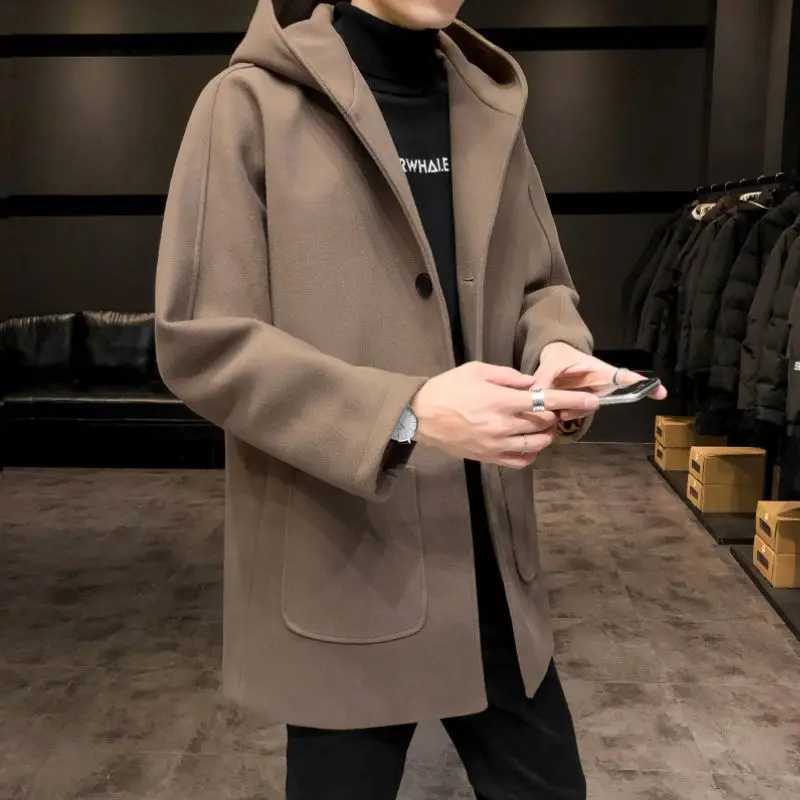 Mens Hoodie Jackets Solid Color Male Coats Overcoat Wool Blends Oversize Joker Aesthetic Y2k Cold Luxury Designer Windbreaker J251017
