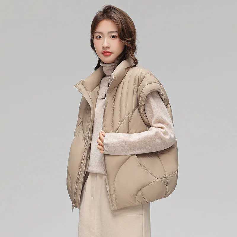 Women NEW Fashion Wide Loose Winter Waistcoat 90 White Duck Down Sleeveless Coat Spring Autumn Black Thick Vest W251016