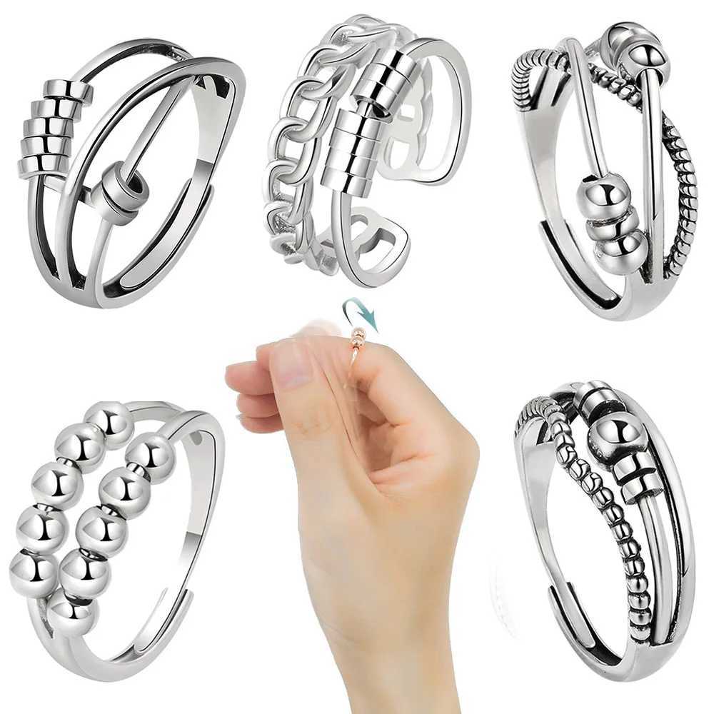 SMJEL Anti Stress Anxiety Ring Fidget Spinner Rings Adjustable for Women Rotating Freely Spinning Accessories Jewelry Gifts Z251017
