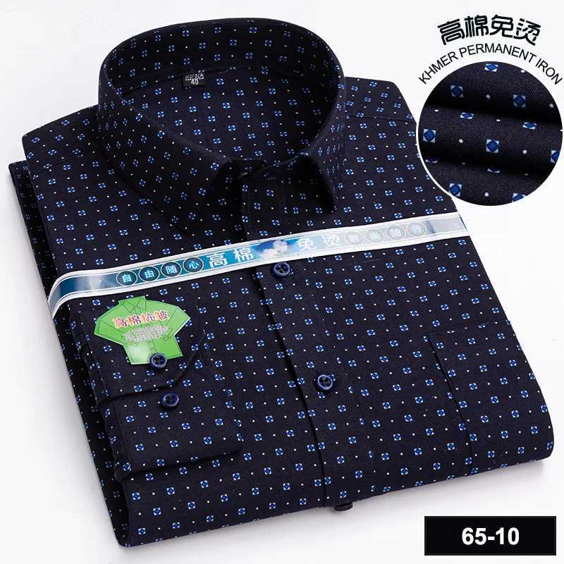 Mens Long Sleeve Casual Shirts Fashion Print Cotton Standard Fit Button Pocket Soft Shirts For Man Office Business Dress New J251017
