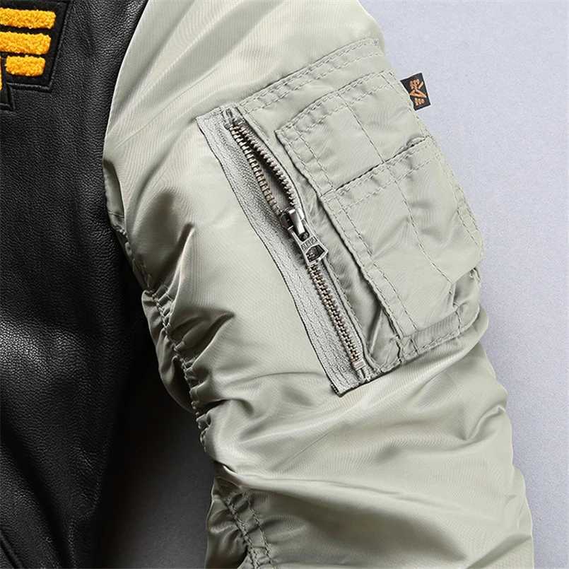 Top Quality Sheepskin MA1 Flight Jacket for Men Vintage Baseball Brand Motorcycle Biker Large Size Genuine Leather Coat J251017