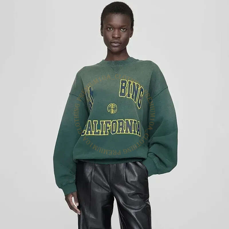 Designer Aninelys Binglys Sweater Vintage Washed Cotton Street Casual Round Neck A Bing Alphabet Graffiti Printed Hoodie Suitable Sports Leisure Sweatshirt 75e