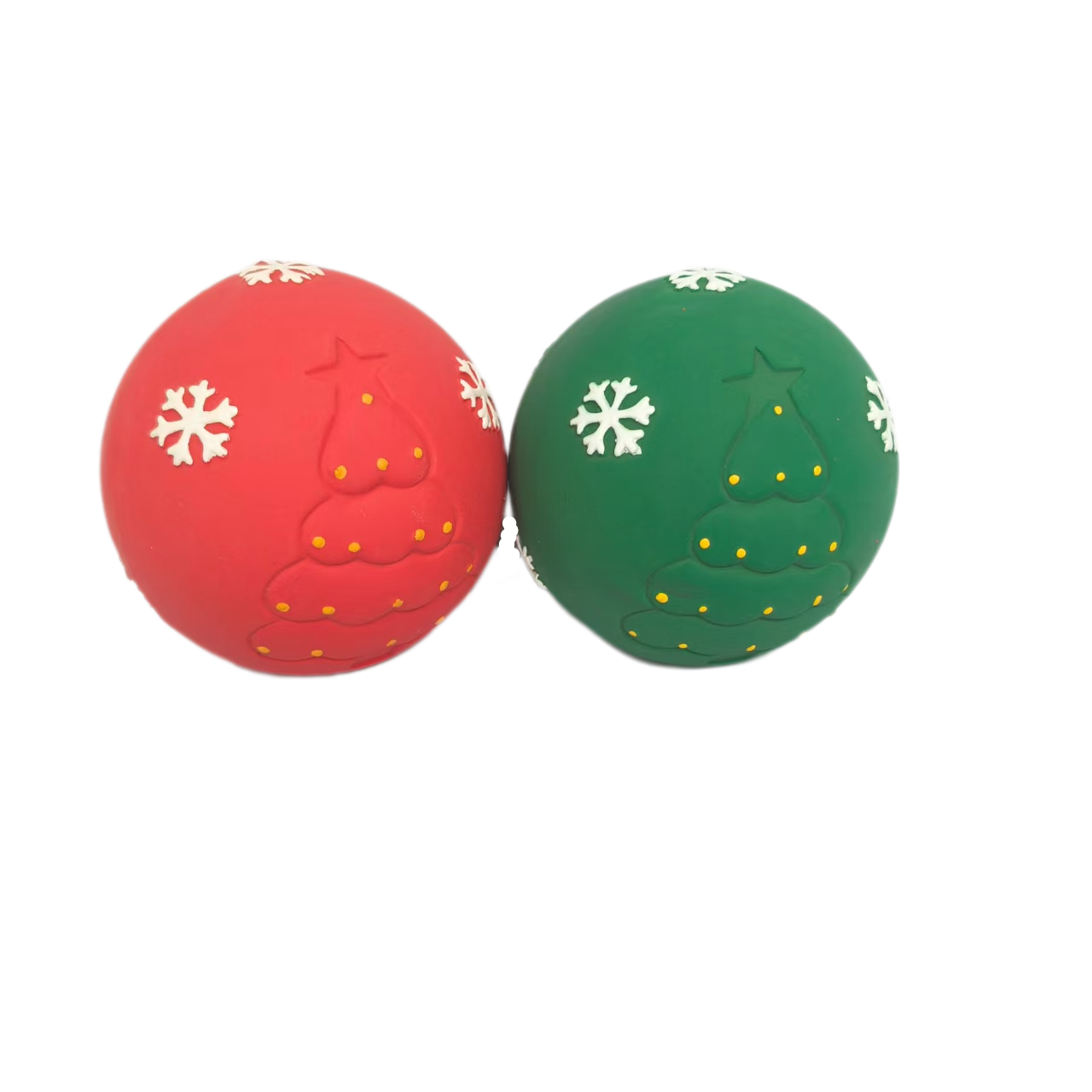 Latex Christmas Balls Dog Toy Soft Natural Rubber Squeaky Chewy Sound Interactive Bouncy Balls Canine Pet Toys with Bright Colors for Small Dogs 4pcs/