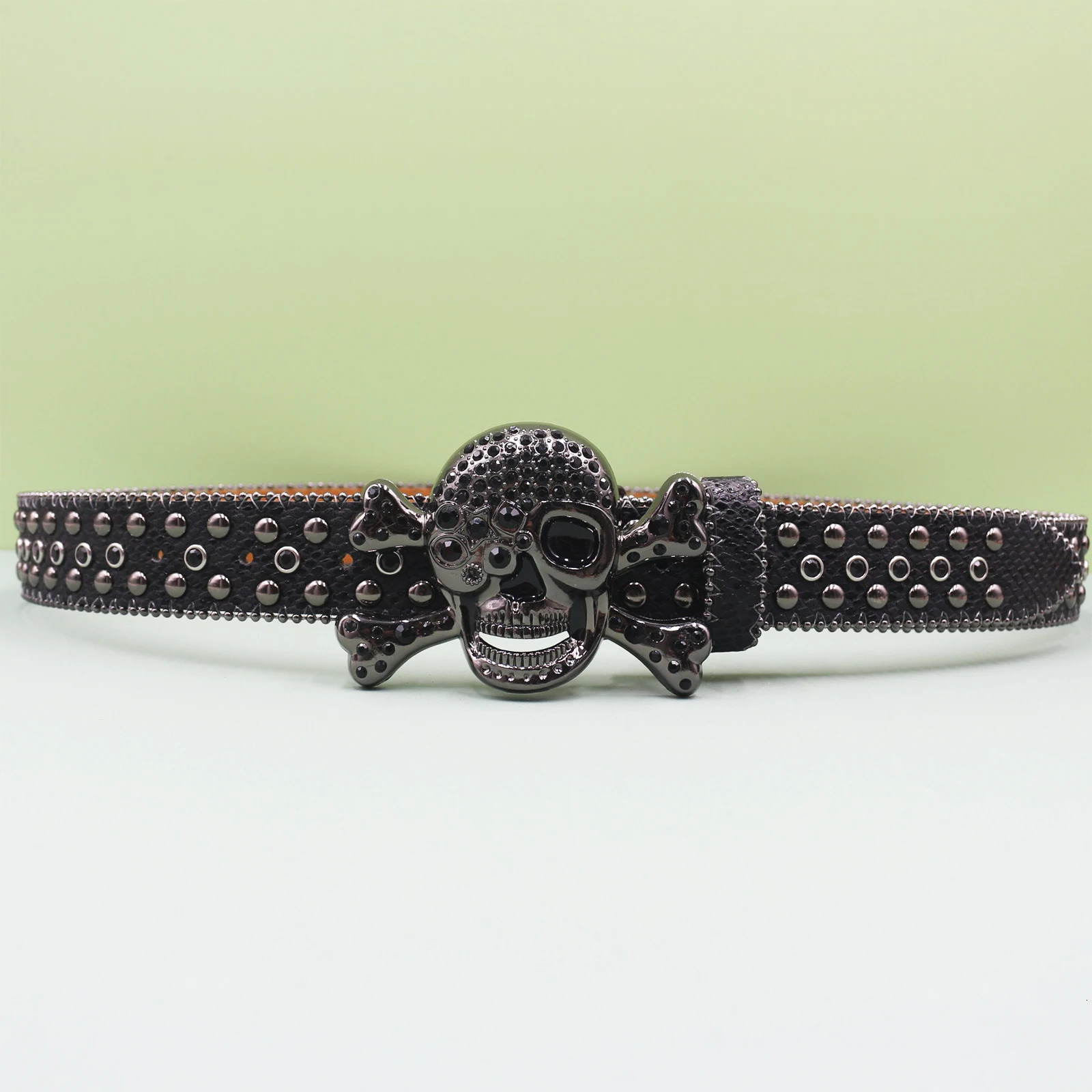 75Punk Skull Diamond Belts Buckle Hip Hop Jeans Decorative Rhinestone Acrylic Crystal Belt Men Women Y2k Alloy Solid Pin Buckle 251010