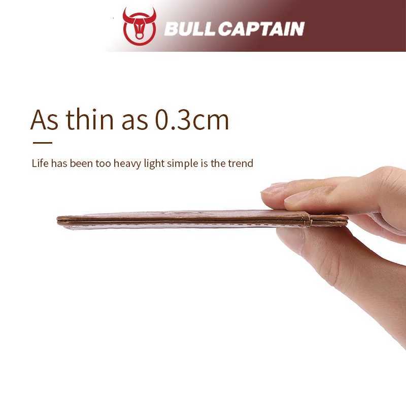 BULLCAPTAIN Slim Minimalist Front Pocket Wallet RFID Blocking Credit Card Holder Card Cases with ID Window for Men WomenW251017