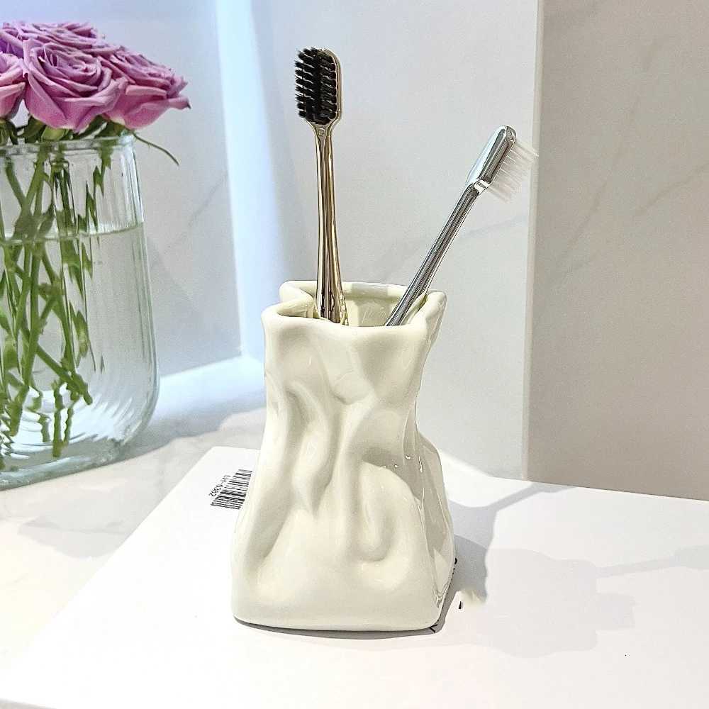 Creative Pleated Ceramic Vase Dried Flower Arrangement Home Bathroom Decoration Ceramic Flower Arrangement Accessories C251017