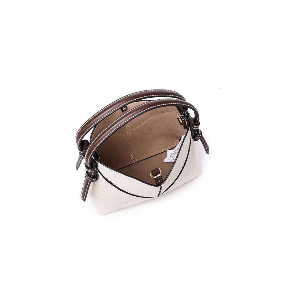 Fashion Versatile PU Canvas Bucket Shoulder And Crossbody Bags Simple Casual Sense Of Retro Handbags For Women