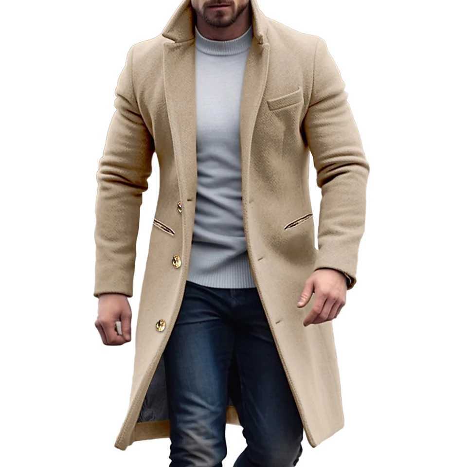Mens Winter Warm Singlebreasted Lapel Overcoat Trench Business Gentleman Coat Long Jacket Outwear Windbreaker M2XL J251017