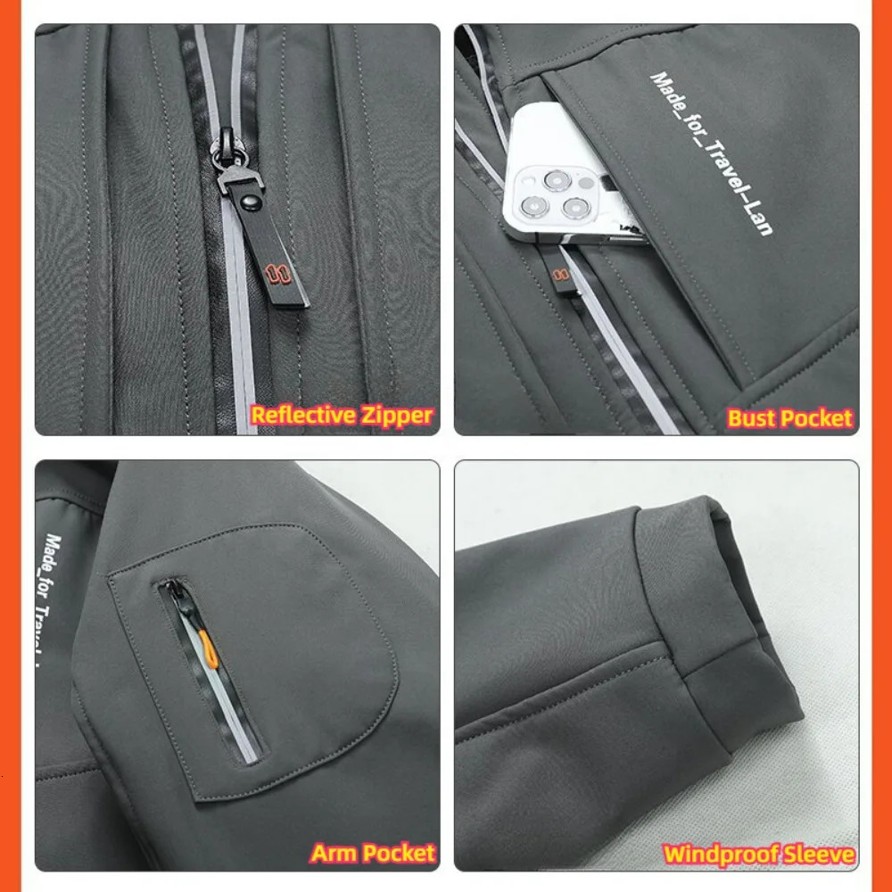 KB Mens Outdoor Jackets Fleece Lining Windbreaker Waterproof Winter Warm Jacket for Men Detachable Hat Mens Coats 251017