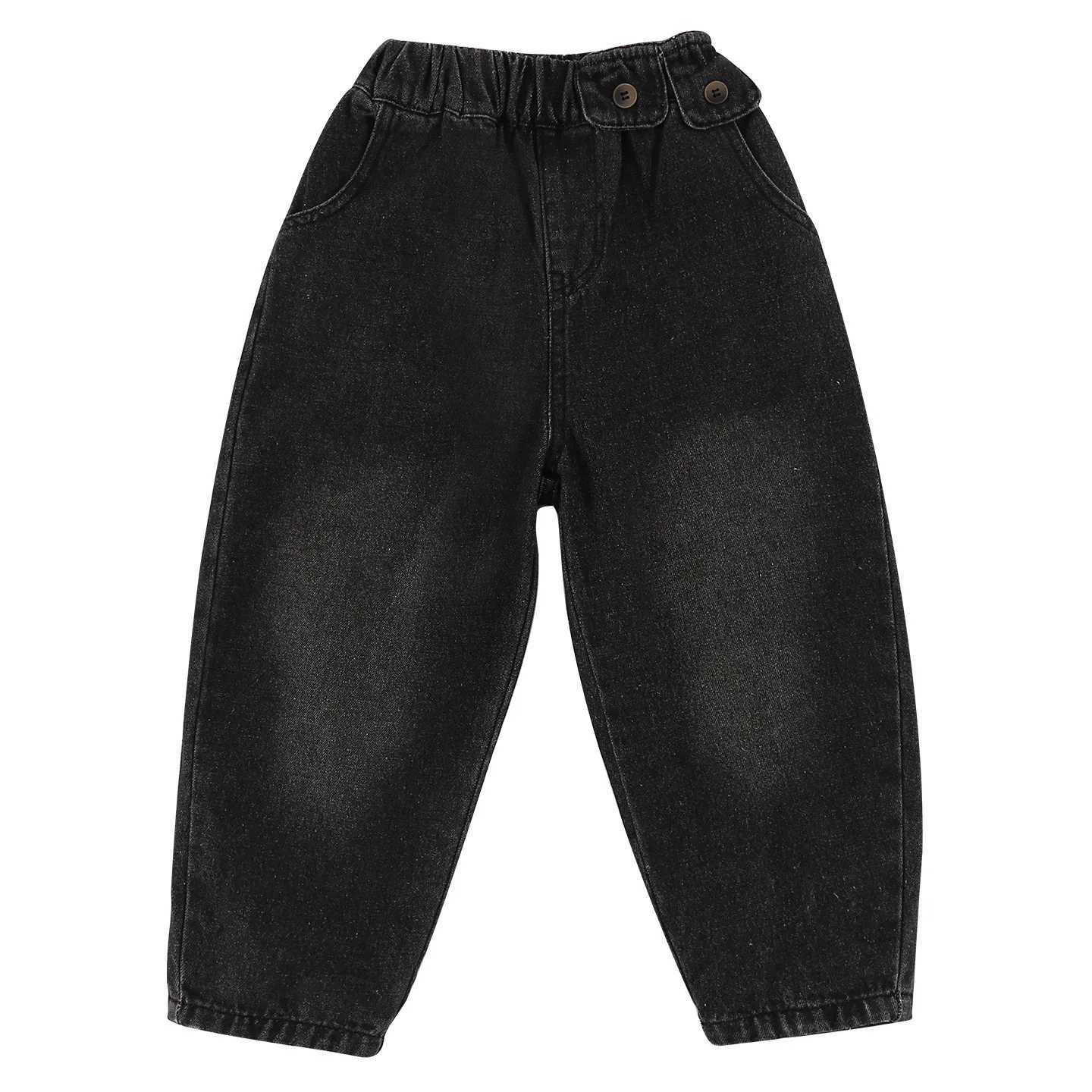 2025 Winter New Children Fleece Denim Trousers Solid Boys Casual Pants Plus Velvet Thick Baby Girls Warm Jeans Kids ClothesT251017