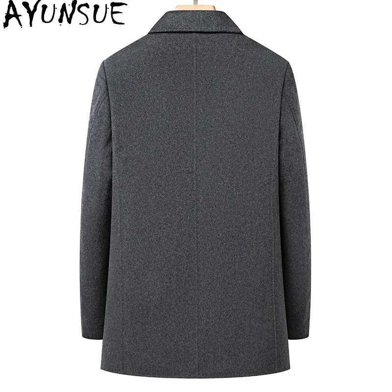 AYUNSUE 70 Natural Woolen Coat for Men Clothing Goose Down Liner Jackets for Men Clothing TurnDown Collar J251017