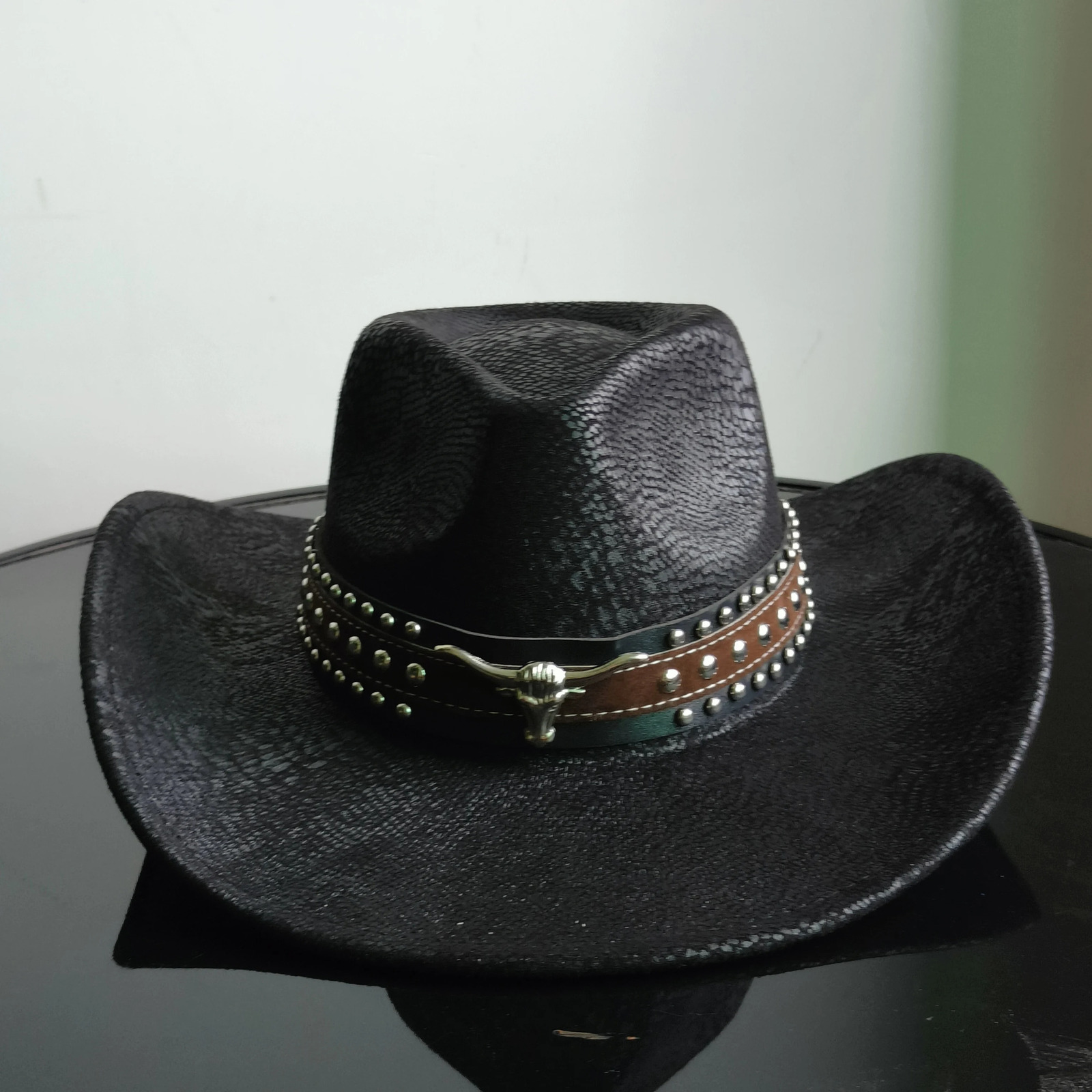 Faux Leather Western Cowboy Hats Men Women retro cowboy hats big brim cowgirl hat knight hat men chapeau 251015