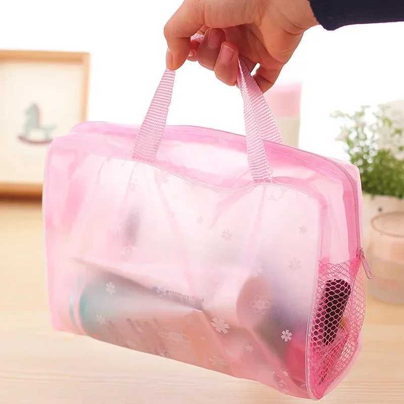 Waterproof PVC Cosmetic Storage Bag for Women Floral Transparent Wash Bag Creative Home Outing Compressed Shower Bag W251017