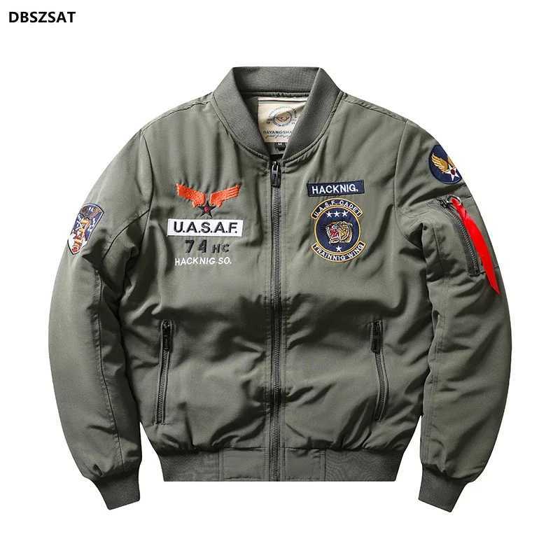 Bomber Jacket Ma1 Air Force Pilot Casual New Arrival Military Style Men Thick Fleece Velvet Coat Winter Male Green Blue Khaki J251017