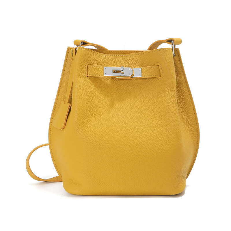 Togo Top Layer Cowhide Bucket Genuine Leather Women New Niche Design Trendy Shoulder Crossbody Bag High Quality