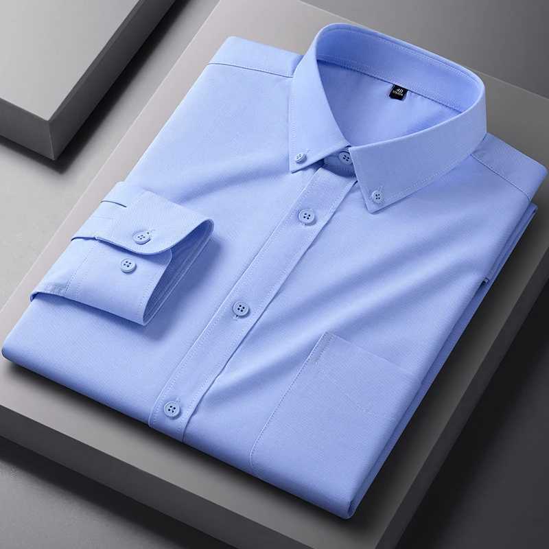 Modal Quality AntiWrinkle Men Shirt Long Sleeves Dress Shirts For Men Slim Fit Camisa Social Business Blouse White Shirt S4XL J251017