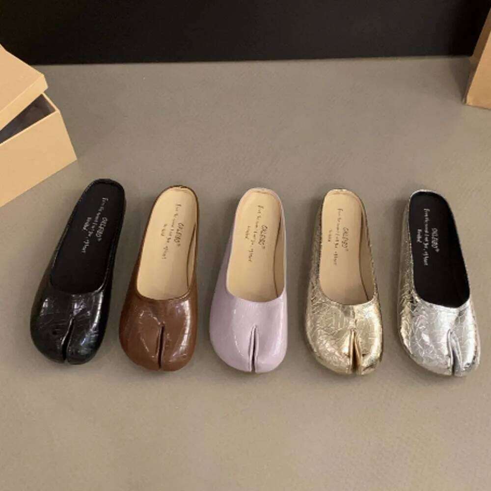 Split Closed Round Toe Women Loafers Mary Jane Mules Slingback Slip On Comfort Casual Beach Shoes Flats Slippers