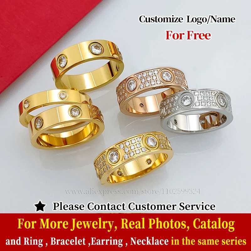 Classic Love Ring for Women Men Couple 18K Gold plated Stainless Steel Crystal Rings Cubic Zircon Wedding Ring Luxury JewelryW251017
