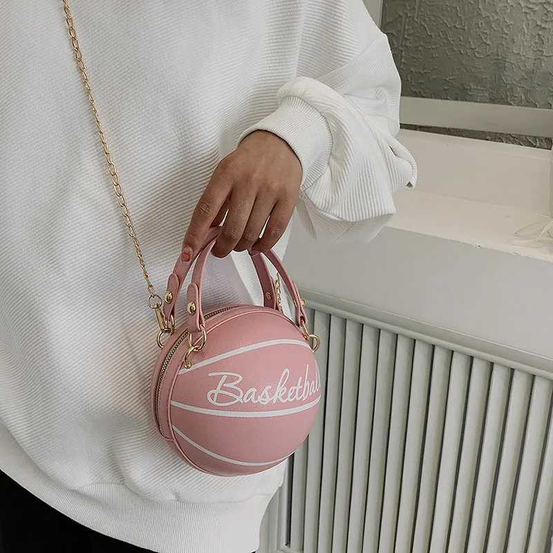 Fashion Personality Female Leather Pink Basketball Bag Ball Purses For Teenagers Women Shoulder Bags Crossbody Chain Hand Bags Z251017