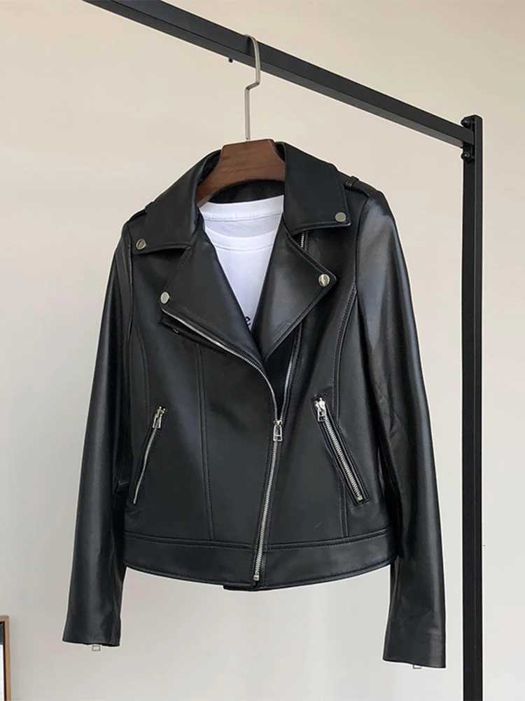 Nerazzurri Spring Autumn Short Black Light Faux Leather Biker Motorcycle Jackets for Women Zipper Luxury Clothing 5xl 6xl 7xlT251017