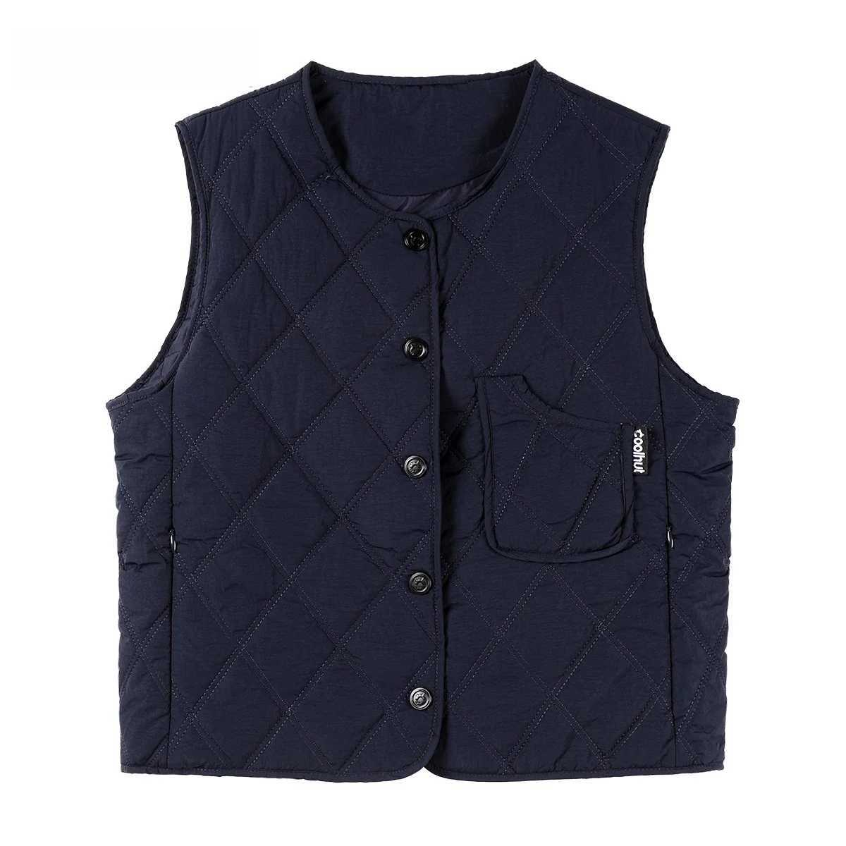 New Arrival 2025 Women Quilted Vest Short Padded Waistcoat Vintage Pattern Spring Layering Coat with Pocket Fashion W251016